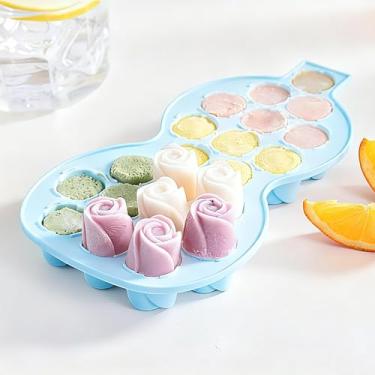 Imagem de Bandeja de gelo de silicone com 21 cavidades padrão rosa azul