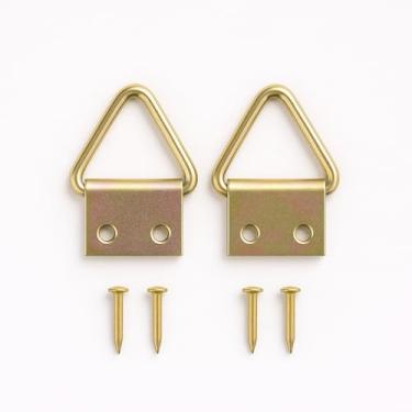 Imagem de Kit 2 Suportes Triângulo Para Quadros com Pregos – Metal Bicomartizado – Ideal para Molduras, Portas-Retrato e Decoração em Parede