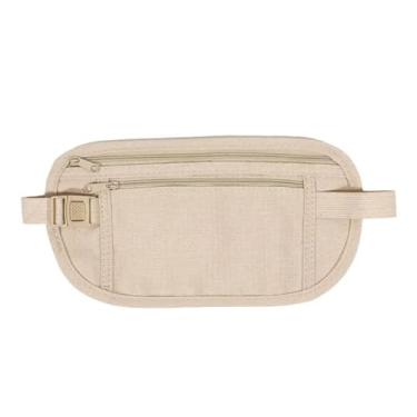 Imagem de Bolsa de cintura de viagem para passaporte dinheiro carteira de segurança oculta masculina feminina esportiva bolsa de corrida pochete para dinheiro, Bege, Elegante