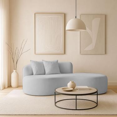 Imagem de Sofá Feijão De Canto Curvado Elegante 2 Lugares Bouclé Cor:bouclé Cinza