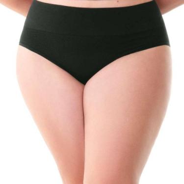 Imagem de Calcinha Comfort Plus Jacquard Sem Costura Preta - Trend, G3
