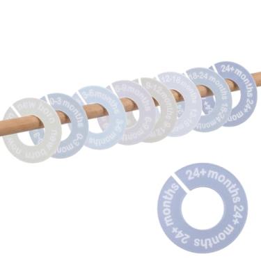 Imagem de LUSTRIB Conjunto de 8 peças divisórias redondas de armário de bebê para roupas de 0 a 24 meses, divisórias organizadoras de roupas de bebê de plástico ABS dupla face, organizador de cabide de bebê por