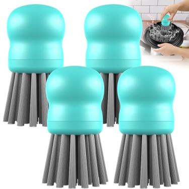 Imagem de Mini escova de pratos para limpeza de triturador de frango, escova de palma com aderência ergonômica, escova de cozinha para lavar pratos, panelas, pia (4, verde menta)