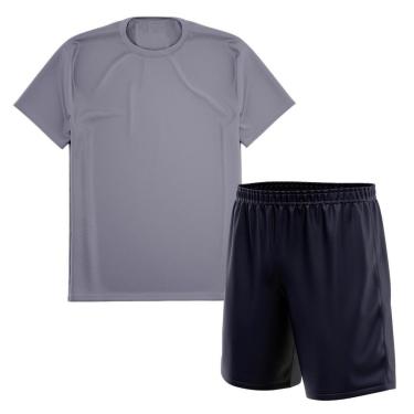 Imagem de Kit Calção Short Futebol Basquete Marinho + Camiseta Manga Curta Masculina-Masculino