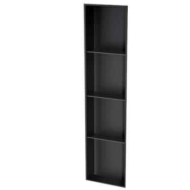 Imagem de Nicho de chuveiro de aço inoxidável, armazenamento de banheiro embutido, suportes de papel higiênico decorativos, armários de armazenamento com guarda-corpo para cozinha (preto A, 28 x 120 x 12 cm