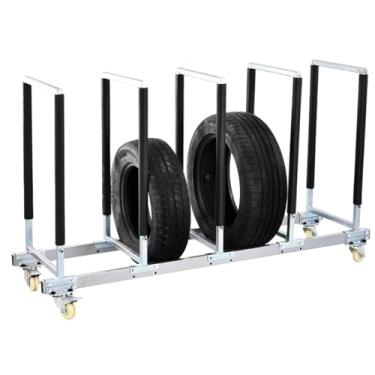 Imagem de Armazenamento de rack de pneu para oficinas de automóveis, organizador de suporte de pneu de aros resistentes para oficina de garagem em casa - comporta 4, carrinho de pneu resistente no chão