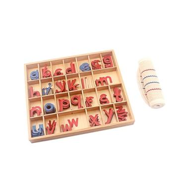 Imagem de HLS maoyi Caixa Atividades Madeira Montessori Alfabeto, Bandejas Alfabeto Materiais Educativos Língua Ortografia Pré-Escolar com Caixa e Tapete,small