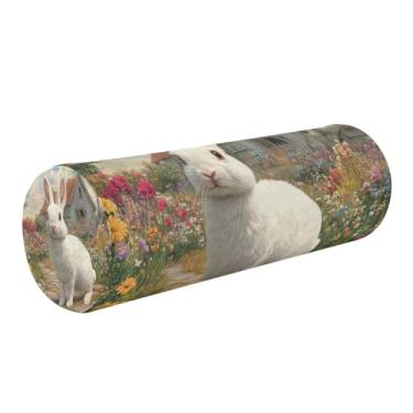 Imagem de Burbuja Almofada redonda com cilindro de estrada Bunny in Countryside para alívio da dor no pescoço, almofada de viagem cervical de espuma viscoelástica com capa lavável removível para cama, cabeça e