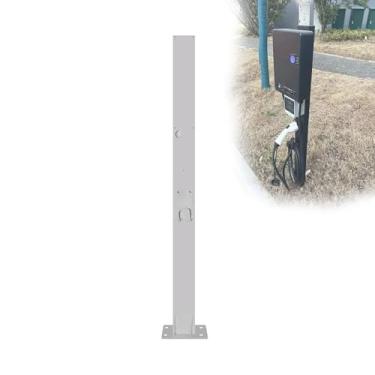 Imagem de Suporte de carregamento EV externo de aço inoxidável, pedestal para todos os climas para estação de carregamento de veículos elétricos, carregador montado no chão de 170 cm para veículos de energia