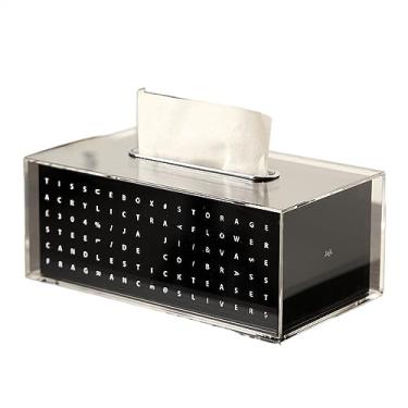 Imagem de Caixa de toalhas Caixa de tecido acrílico, caixa armazenamento mesa jantar, preta Organizador para Home