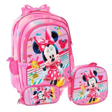 Imagem de Kit Mochila Infantil Escolar Feminina Rodinha Juvenil 3 Pçs - Plike