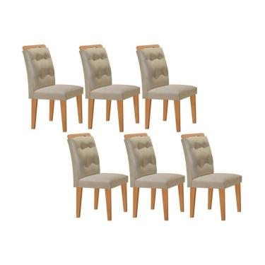 Imagem de Kit 2 Cadeiras De Cozinha Imperatriz 6 Un Capuccino Suede Creme Rufato