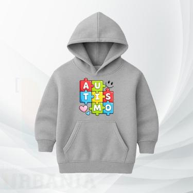 Imagem de Moletom Infantil Autismo com Capuz Moleton Canguru Flanelado Conscientização TEA Inverno-Unissex