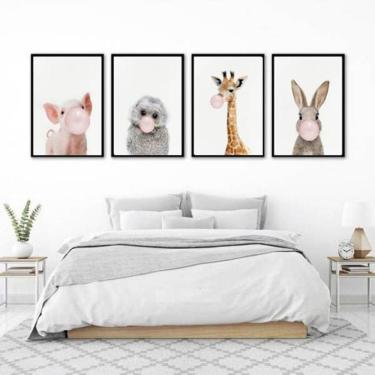Imagem de Kit 4 Quadros Decorativos Bichinhos Chicletes