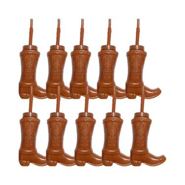 Imagem de Copos De Plástico Em Forma De Bota De Cowboy De 11 Oz Com Canudos E Ta