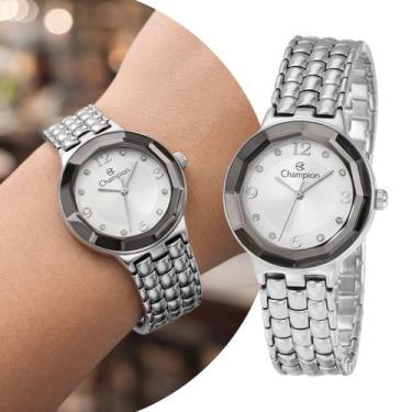 Imagem de Relógio Feminino Analógico de Pulso Prata com Caixa e Pulseira de Aço 