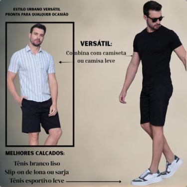 Imagem de Bermuda Sarja Masculino Social Slim Com Elastano Premium - - Dixon Jea