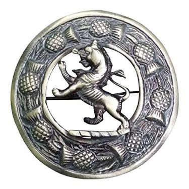 Imagem de AAR Broche masculino Rampant Lion Kilt Fly Plaid Antique 3" (7 cm) de diâmetro T