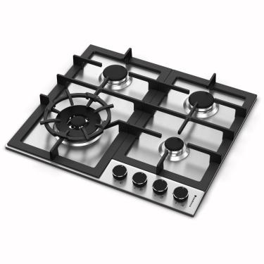 Imagem de Cooktop a Gás Debacco Zurique 4 Bocas em Inox com Trempe em Ferro Fundido Acendimento Superautomático Inox