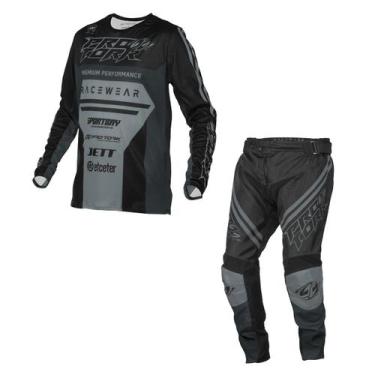 Imagem de Kit Motocross Adulto Pro Tork Brave Camisa + Calça, CINZA, XGGG - 56