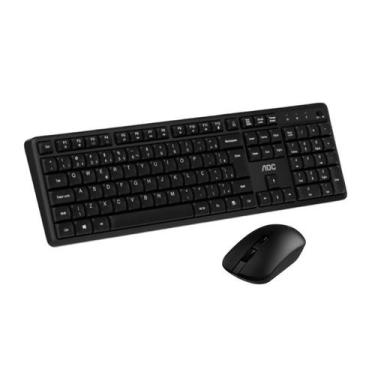 Imagem de Kit Teclado ABNT2 e Mouse 1200 DPI Sem Fio Preto Wireless - AOC