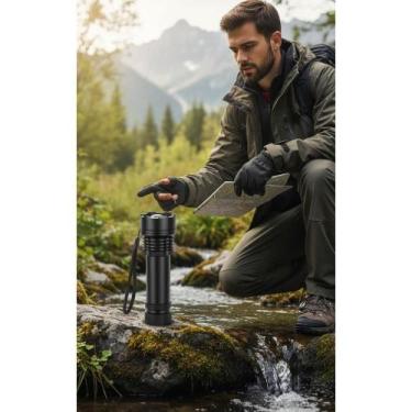 Imagem de Lanterna Tática LED Recarregável 800lm Zoom Poderoso Camping - Congrat