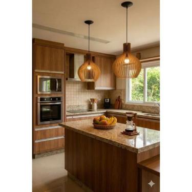 Imagem de Jogo 2 Pendentes Luminárias Decoração Mdf Cozinha Sala - Pink Board