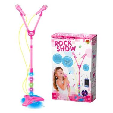 Imagem de Microfone Infantil Rosa C/ Som E Entrada Mp3 - Dm Toys
