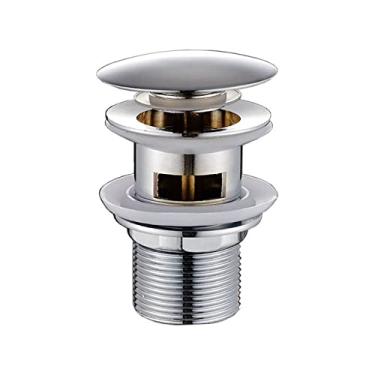 Imagem de Sif?o de lavat¨®rio de banheiro com tampa de drenagem pop-up com transbordamento, kit de drenagem da pia Sif?o de drenagem de res¨ªduos cromados com transbordamento