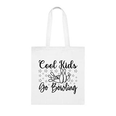 Imagem de Sacola legal infantil para boliche, presente de boliche, bolsa de ombro de boliche, bolsas reutilizáveis de boliche, cesta de Natal de aniversário de boliche, ideia de presente de, Branco