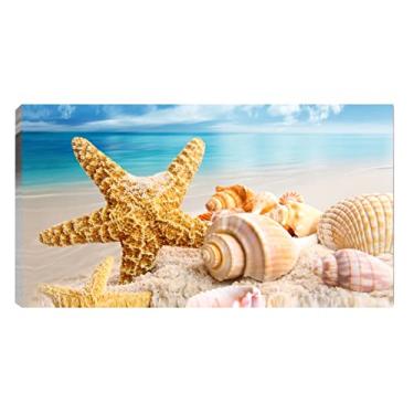 Imagem de Atelier Valverde Quadro Decorativo Nautico Praia Estrela Amarela Caramujo 55x100cm