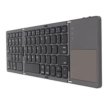 Imagem de Teclado dobrável, recarregável de 63 teclas, teclado bluetooth ultra fino com touchpad, portátil 3 dobrável mini teclado sem fio 10m BT conexão para laptops, PC tablet, telefone(Cinza escuro)