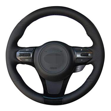 Imagem de TPHJRM Capa de volante de carro costurada à mão DIY PU couro artificial, apto para Kia K5 Optima 2014 2015