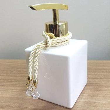 Imagem de Dispenser Porta Sabonete Líquido Frasco Porta Álcool Gel e Hidratante - Branco e Dourado-Luiggi Presentes-Luiggi Presentes®