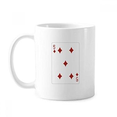 Imagem de Caneca de cerâmica com 5 cartas de baralho de diamante para cerâmica xícara de café e porcelana