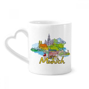 Imagem de Caneca de cerâmica de café com arquitetura de ponto de referência Germany Munchen copo de coração de vidro