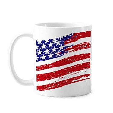 Imagem de Caneca de cerâmica com a bandeira dos Estados Unidos com estrelas e listras em cerâmica para café e porcelana