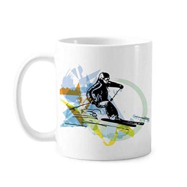 Imagem de Caneca Aquarela de Cerâmica para Esqui de Inverno Esportes Atletas de Inverno Estilo Livre Cerâmica Copo de Porcelana de Café Utensílios de Mesa