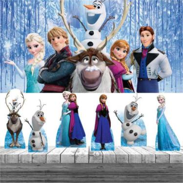 Imagem de Kit Festa Frozen Elsa Olaf 6 Display + Painel Aniversário - Decorando