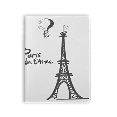 Imagem de Caderno de desenho de linha Torre Eiffel Silhueta Paris capa de goma Diário capa macia Diário
