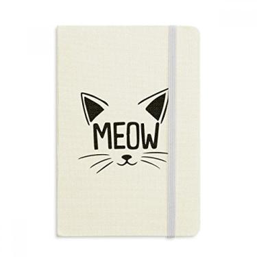 Imagem de Caderno Meow com citação de cabeça de gato "Faça você mesmo" de tecido capa dura para diário clássico A5