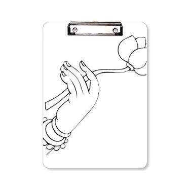 Imagem de Buddhism Lotus Hand Line Desenho Padrão Prancheta Pasta, Bloco de Escrita Placa de Apoio A4