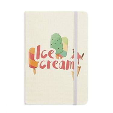 Imagem de Caderno com estampa de sorvete doce de picolé verde, capa dura de tecido, diário clássico