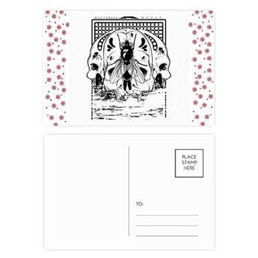 Imagem de Esqueleto Decoração de mosca doméstica Padrão Natal Flor Celebração Cartão Postal Cartão Bênção
