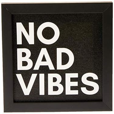 Imagem de Arte Maníacos Quadro Decorativo Tela Canvas No Bad Vibes Fundo Preto - 65x46cm (Moldura caixa laca preta)