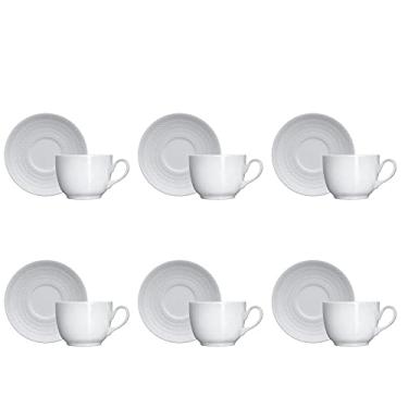 Imagem de Jogo Xicara Chá Café C/Pires Porcelana 240 ml - Kit 6 Un