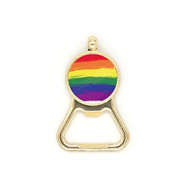 Imagem de Chaveiro de aço inoxidável Stippling Rainbow Gay LGBT abridor de garrafas de cerveja