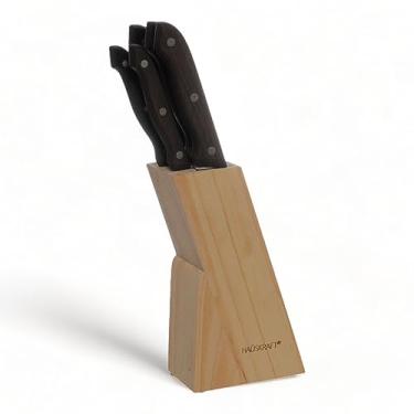 Imagem de Conjunto 5 Facas Aço Inoxidável Cepo Essential Hauskraft