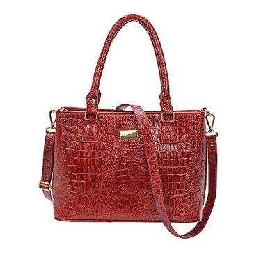 Imagem de Bolsa Feminina Transversal Baú Estruturada Couro Legítimo (Vermelha)