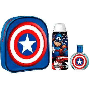 Imagem de Perfume Kit Marvel Avengers Capitão América Edt 50ml Chuveiro Gel 300M